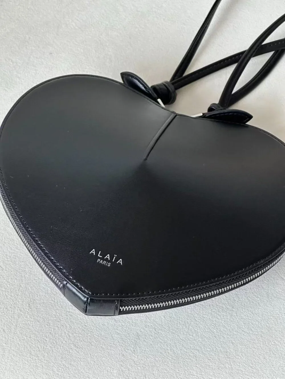 Alaia Paris Black Heart Leather Crossbody Bag